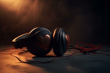 A heart symbol and headphones. Generative AI