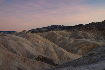 Zabriskie Point at sunset in Death Valley National Park, California