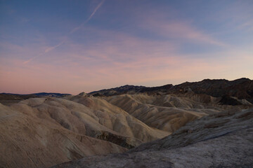 Zabriskie Point at sunset in Death Valley National Park, California