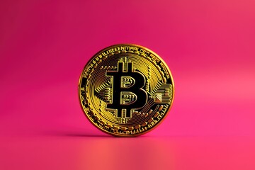 bitcoin on a vibrant pink backdrop Generative AI