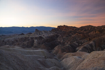 Zabriskie Point at sunset in Death Valley National Park, California