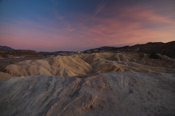 Fototapeta na wymiar Zabriskie Point at sunset in Death Valley National Park, California