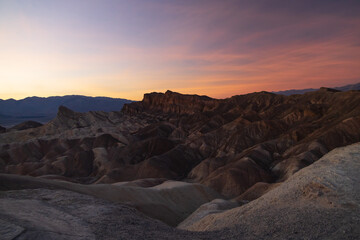 Zabriskie Point at sunset in Death Valley National Park, California