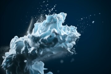 Shaving foam on blue isolated bg. Generative AI