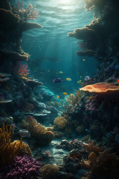 Beautiful coral reef under the ocean