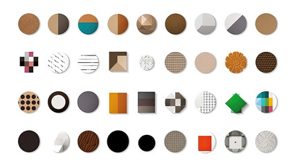 Fototapeta na wymiar Materials icon set, symbol collection , transparent background, generative Ai