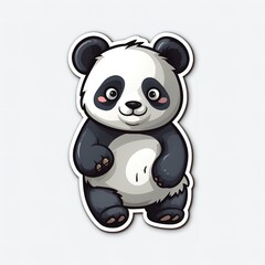 Obraz na płótnie Canvas Cartoon sticker of a Panda bear over white background. Generative AI illustration