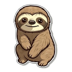 Naklejka premium Cartoon sticker of a cute Sloth over white background. Generative AI illustration
