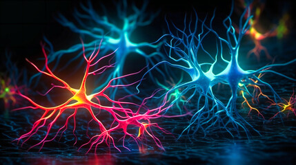 Neural neuron network with colored lights