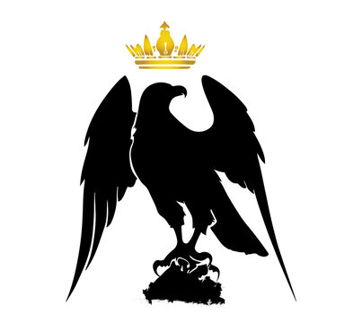 recommend clip art: Silhouette ART Of Hawk Prey Bird with Golden Crown On the Top Of Hawk on Transparent Background