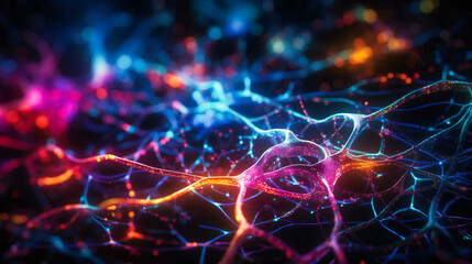 Neural neuron network with colored lights