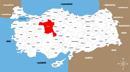 turkey cities map vector illustration