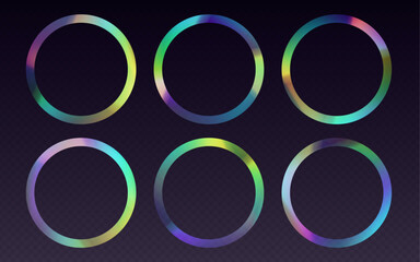 Crystal refraction frame, rainbow sunlight border, prism light effect, holographic reflections in a circle shape. Blurred optical rays. vintage kaleidoscope effect. Vector design element.