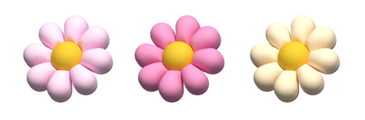 3D pink vector flowers
