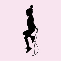 girl jumping rope black silhouette
