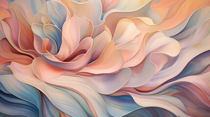 Abstract Flower Petals Background - Soft, Flowing Pastel Colors Wallpaper - Generative AI