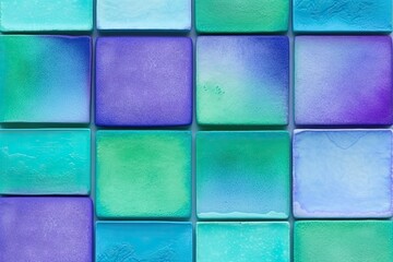 close-up view of a vibrant blue and green tile wall Generative AI