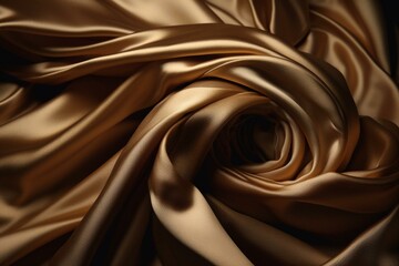Twisted gold fabric background with folds. Generative AI