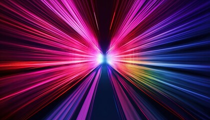 Obraz premium a colorful tunnel with multicolored light streaks, generative ai