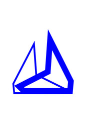eometrische figur aus blauen linien zusammenhängende dreiecke und vielecke bildend, modern art