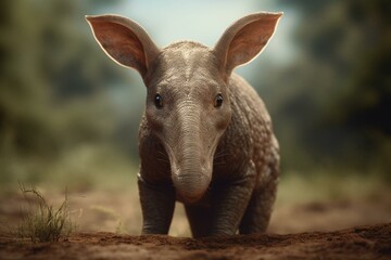 Cute aardvark with big ears illustration. Generative AI