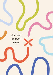 Fototapeta premium Abstract line art shapes poster. Simple trendy shapes. 