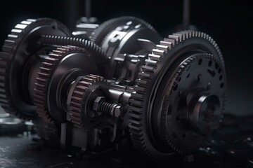 Obraz na płótnie Canvas Mechanical gear system for training rendered in 3D. Generative AI