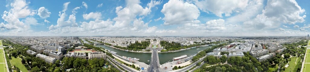 360 degree panorama of Paris, photographed from the Eiffel Tower. Seamlessly connects to the other end.