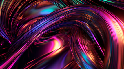 Chrome Holographic Abstract Design Background. Generative AI