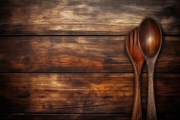 wooden spoon and a wooden table Generative AI
