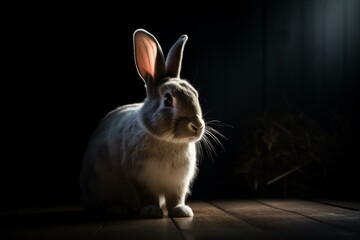 A bunny in the darkness. Generative AI