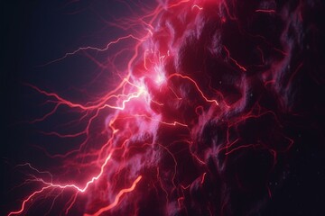 Vivid electrical discharge in crimson hues. Generative AI