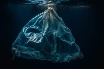 A plastic bag found in the depths of the ocean. Generative AI