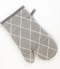 Gray oven glove on a white background. Kitchen potholder.