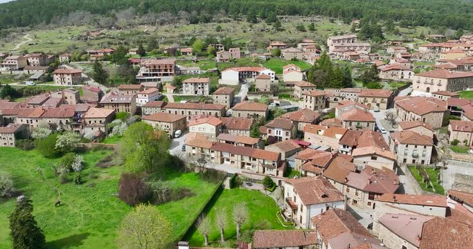 Panoramic aerial view of Viniesa, a beautiful town in Spain belonging to the province of Soria