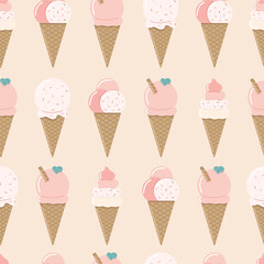 Colorful pastel ice cream pattern on a light background