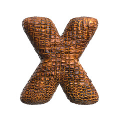 crocodile letter X - Upper-case 3d reptile font - suitable for wildlife, ecology or conservation related subjects