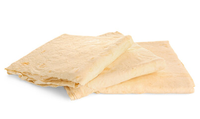Fresh thin lavash on white background
