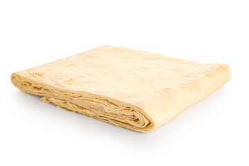 Fresh thin lavash on white background