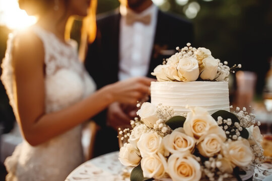 The newlyweds toast with champagne at their wedding