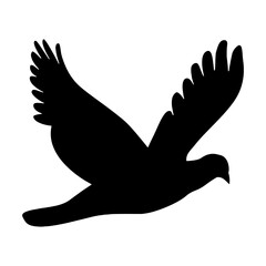 Silhouette ART Of Flying Bird Pigeon On White Background best for Wall Art, Prints and Posters, Greeting Card, T-shirt, Hoodie, Mug, Tattoos, Books