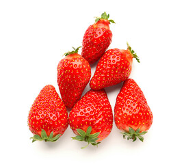 Heap of fresh strawberries on white background