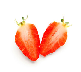 Slices of fresh strawberry on white background