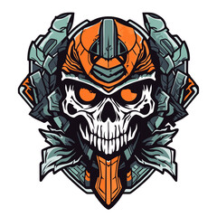 Fierce skull warrior tshirt design