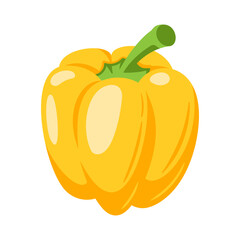 Sweet yellow bell pepper isolated on white background. Bell pepper in Cartoon style. Vector illustration