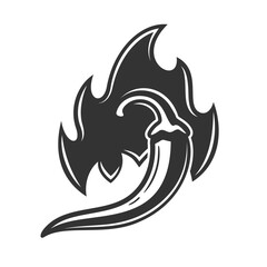 Chili pepper and fire isolated on white background. Vector illustration