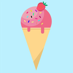 ice-cream cone strawberry,illustration