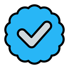 Verified Check Badge Stamp Simple Line Icon Symbol