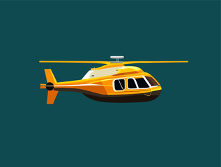Cartoon helicopter yellow. Vector illustration