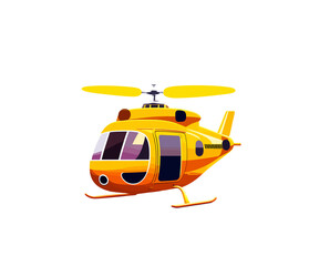 Cartoon helicopter yellow. Vector illustration